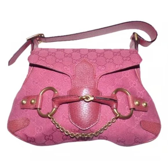 Gucci pink Guccissima leather Horse-bit chain saddle bag - Picture 10 of 11